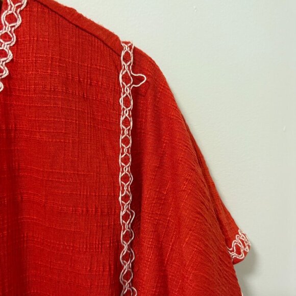 Max Studio London Blouse Short Sleeve Red White Flowy Size 3X Plus - Picture 9 of 12